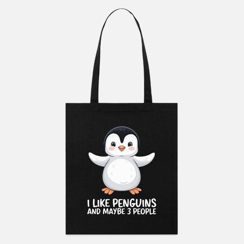Penguin Humor Saying I Like Penguins - Stanley/Stella Organic Tote Bag - black