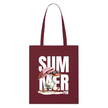 Summer duck with parasol & glasses - Stanley/Stella Organic Tote Bag - burgundy - Front