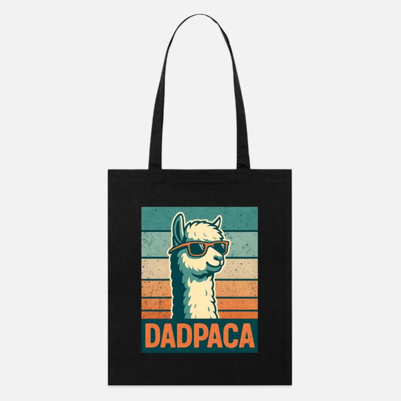 Retro Dadpaca Llama - Stanley/Stella Bio-Stoffbeutel - Schwarz