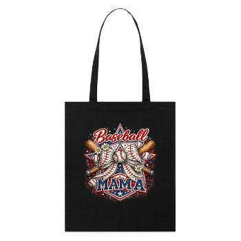 Baseball Mama Léopard | Cadeau Sport et Maman - Tote bag bio Stanley/Stella - noir - Devant