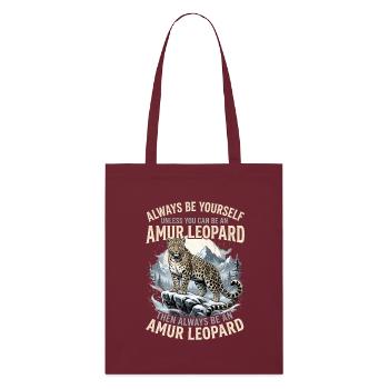 Amur leopard: Courage to identity - Stanley/Stella Organic Tote Bag - burgundy - Front