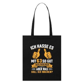 63. Geburtstag Mann Frau 63 Jahre - Stanley/Stella Bio-Stoffbeutel - Schwarz - Vorne
