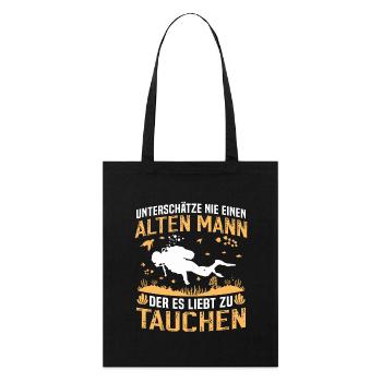 Alten Mann der es liebt zu tauchen - Stanley/Stella Bio-Stoffbeutel - Schwarz - Vorne