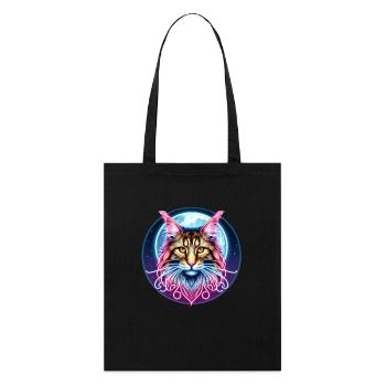 Maine Coon Katze - Stanley/Stella Bio-Stoffbeutel - Schwarz - Vorne