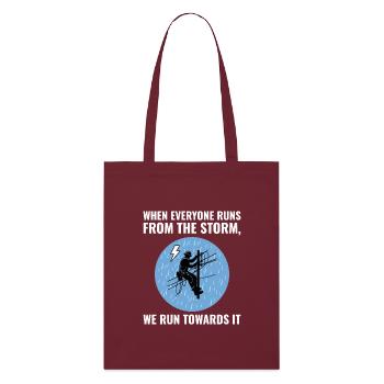 Lineman Storm Brave Dedicated Hero Power Grid - Stanley/Stella Organic Tote Bag - burgundy - Front