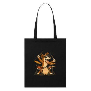 Drummer Style – Hund am Schlagzeug - Stanley/Stella Organic Tote Bag - black - Front