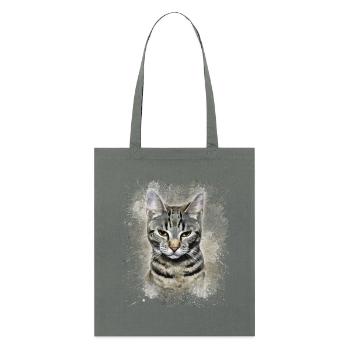 Getigerte Katze Aquarell, niedliches Katzenmotiv - Stanley/Stella Bio-Stoffbeutel - Anthrazit - Vorne