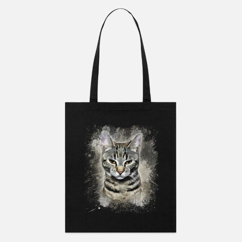 Getigerte Katze Aquarell, niedliches Katzenmotiv - Stanley/Stella Bio-Stoffbeutel - Schwarz