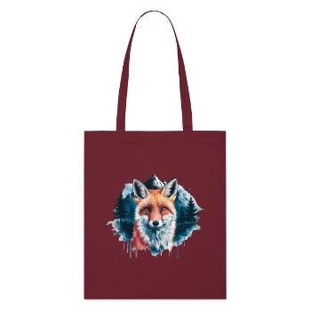 Renard, Aquarelle, Forêt, Renards, Nature, Renard roux - Tote bag bio Stanley/Stella - bordeaux - Devant