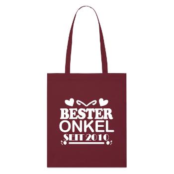 Bester Onkel seit 2010 - Stanley/Stella Bio-Stoffbeutel - Burgunderrot - Vorne
