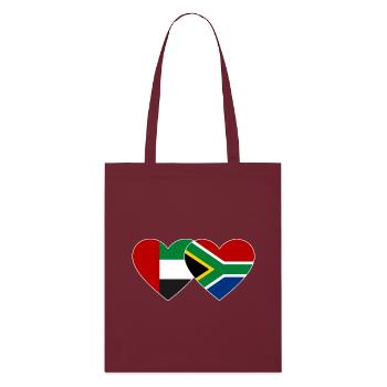 United Arab Emirates South Africa Flag Heart - Stanley/Stella Organic Tote Bag - burgundy - Front
