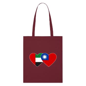 Vereinigte Arabische Emirate Taiwan Flagge Herz - Stanley/Stella Bio-Stoffbeutel - Burgunderrot - Vorne