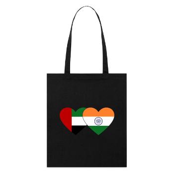 Vereinigte Arabische Emirate Indien Flagge Herz - Stanley/Stella Bio-Stoffbeutel - Schwarz - Vorne