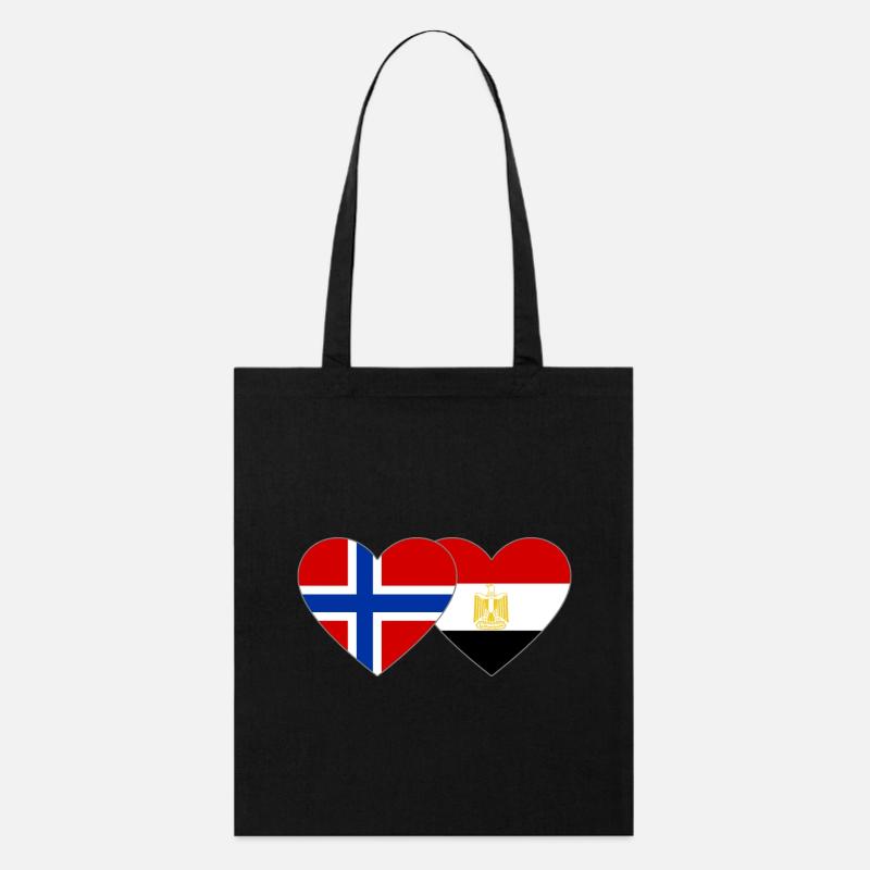 Norvège Égypte Drapeau Mains Coeur Forme - Tote bag bio Stanley/Stella - noir