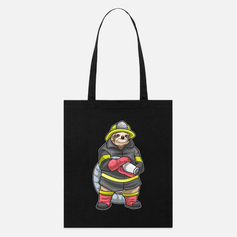 Sloth Firefighter Fire Extinguisher - Stanley/Stella Organic Tote Bag - black