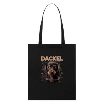 Rauhaardackel Dachshund Hund Hunde Welpe Dackel - Stanley/Stella Bio-Stoffbeutel - Schwarz - Vorne