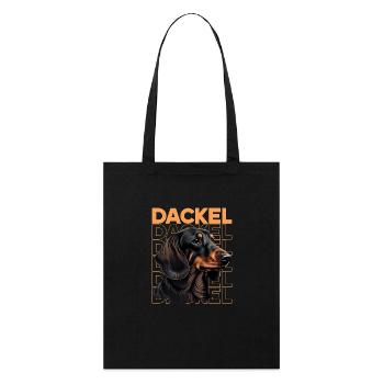 Rauhaardackel Dachshund Hund Hunde Welpe Dackel - Stanley/Stella Bio-Stoffbeutel - Schwarz - Vorne