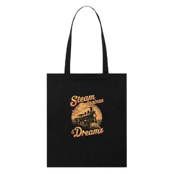 Steam Locomotives and Dreams: Trainspotter Train Railway - Stanley/Stella Organic Tote Bag - black - Front