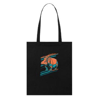 Geometrischer Hippo Kunst Design - Stanley/Stella Bio-Stoffbeutel - Schwarz - Vorne