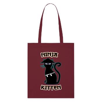 Ninja cat samurai kitten Assassin kitty Meow - Stanley/Stella Organic Tote Bag - burgundy - Front