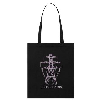 Strommast als Eiffelturm "I Love Paris" Satire - Stanley/Stella Bio-Stoffbeutel - Schwarz - Vorne