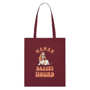 Maman basset hound chien doux - Tote bag bio Stanley/Stella - bordeaux - Devant