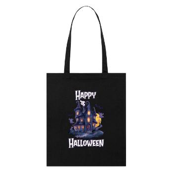 Halloween – Happy Halloween gruseliges Geisterhaus - Stanley/Stella Bio-Stoffbeutel - Schwarz - Vorne