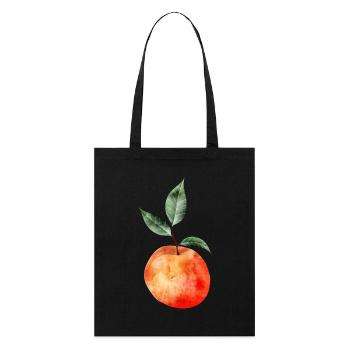 glowing peach with leaves illustration - Stanley/Stella Organic Tote Bag - black - Front