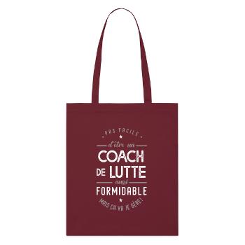 coach Lutte formidable cadeau sport combat - Tote bag bio Stanley/Stella - bordeaux - Devant