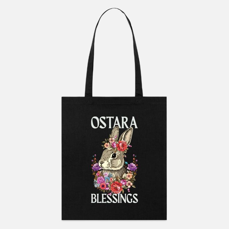 Bénédictions d’Ostara Joyeuse Lapin de Pâques - Tote bag bio Stanley/Stella - noir