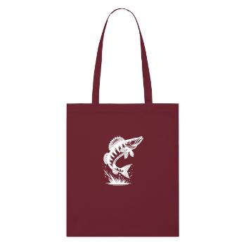 Big Jumping Zander Fish - Stanley/Stella Organic Tote Bag - burgundy - Front