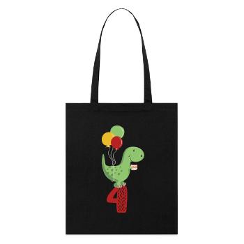 Quatrième anniversaire Boy T Rex Dinosaur - Tote bag bio Stanley/Stella - noir - Devant
