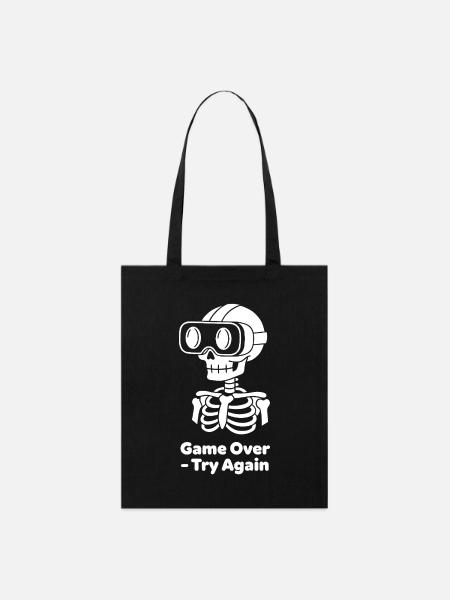 Motif VR squelette GameOver - Tote bag bio Stanley/Stella - noir