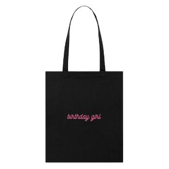 Fille d’anniversaire en police rose - Girlie & Feminine - Tote bag bio Stanley/Stella - noir - Devant