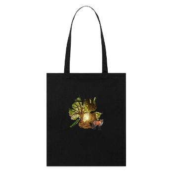 Forêt 48 avec renard - Tote bag bio Stanley/Stella - noir - Devant