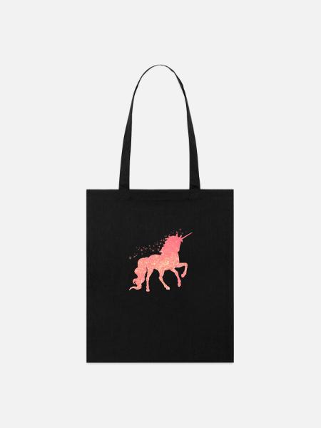 Das rote glitzer Einhorn - Stanley/Stella Bio-Stoffbeutel - Schwarz
