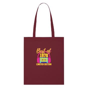 45th Birthday Best of 1978 Cassette Tape Retro 80s - Stanley/Stella Organic Tote Bag - burgundy - Front