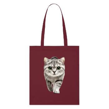 Schottische Faltohrkatze - Stanley/Stella Bio-Stoffbeutel - Burgunderrot - Vorne