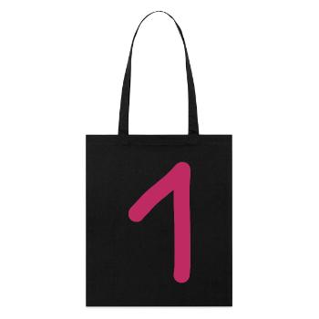 1 Nummer eins Zahl rosa rot Geburtstag - Stanley/Stella Bio-Stoffbeutel - Schwarz - Vorne
