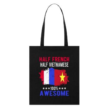 Moitié Français moitié vietnamien - Tote bag bio Stanley/Stella - noir - Devant
