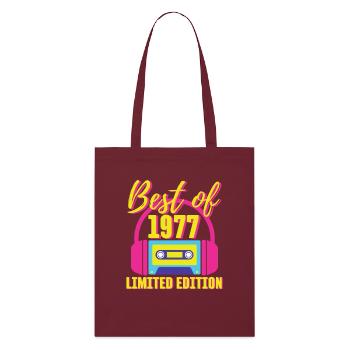 46th Birthday Best of 1977 Cassette Tape Retro 80s - Stanley/Stella Organic Tote Bag - burgundy - Front