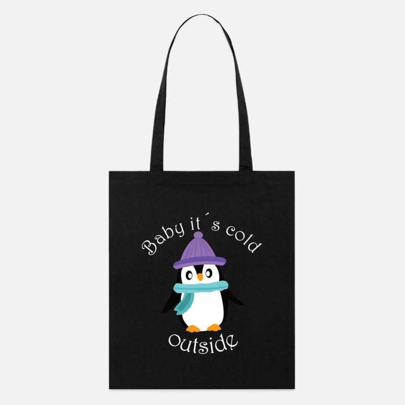 BABY IT S COLD OUTSIDE MIT PINGUIN - Stanley/Stella Bio-Stoffbeutel - Schwarz