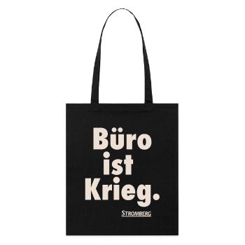 Stromberg Spruch Büro Ist Krieg. Mit Logo - Stanley/Stella Bio-Stoffbeutel - Schwarz - Vorne