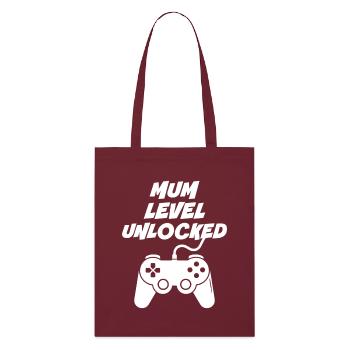 Mum Level Unlocked - Stanley/Stella Organic Tote Bag - burgundy - Front