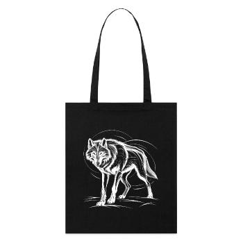 Loup, blanc - Tote bag bio Stanley/Stella - noir - Devant