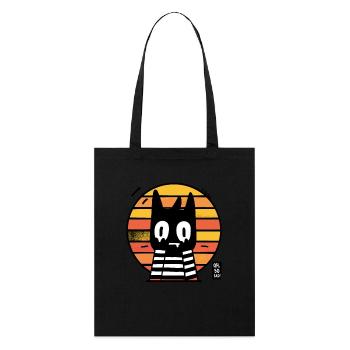 Oh so sad, cool sarcastic retro cat - Stanley/Stella Organic Tote Bag - black - Front