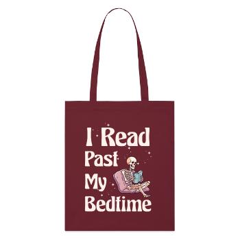 I read skeleton after bedtime - Stanley/Stella Organic Tote Bag - burgundy - Front