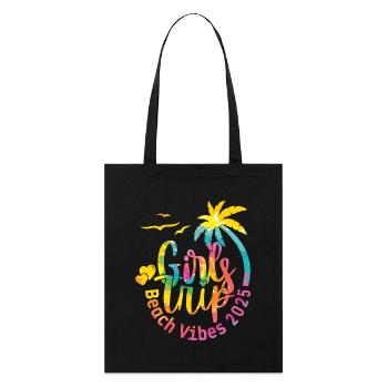 Weekend Girls Trip Beach Vibes 2025 - Stanley/Stella Bio-Stoffbeutel - Schwarz - Vorne