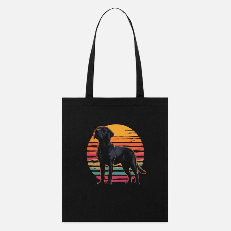Labrador Vintage Sonnenuntergang - Stanley/Stella Bio-Stoffbeutel - Schwarz
