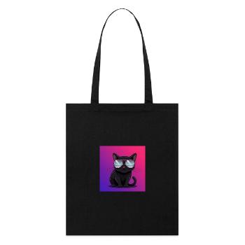 Chat cool avec des lunettes de soleil - Tote bag bio Stanley/Stella - noir - Devant